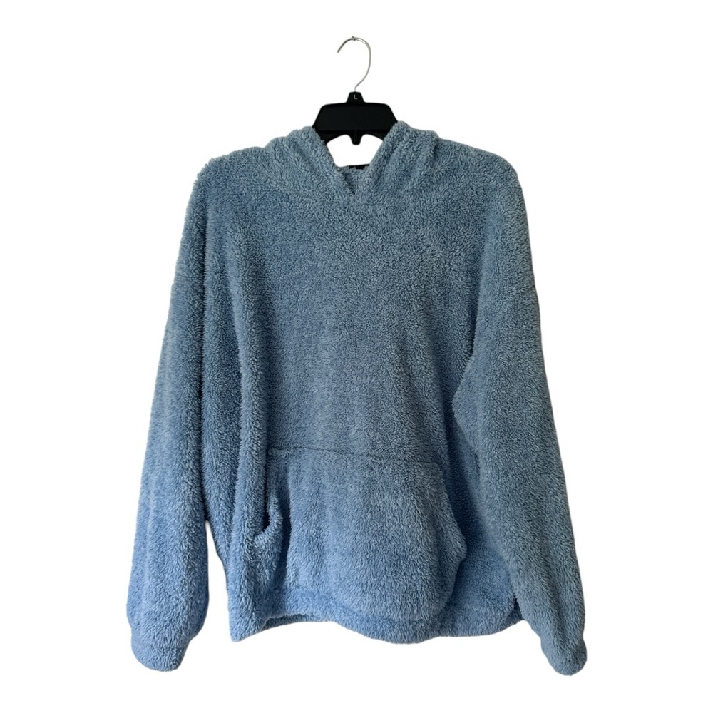 Hooded Fuzzy Sweatshirt Light Blue